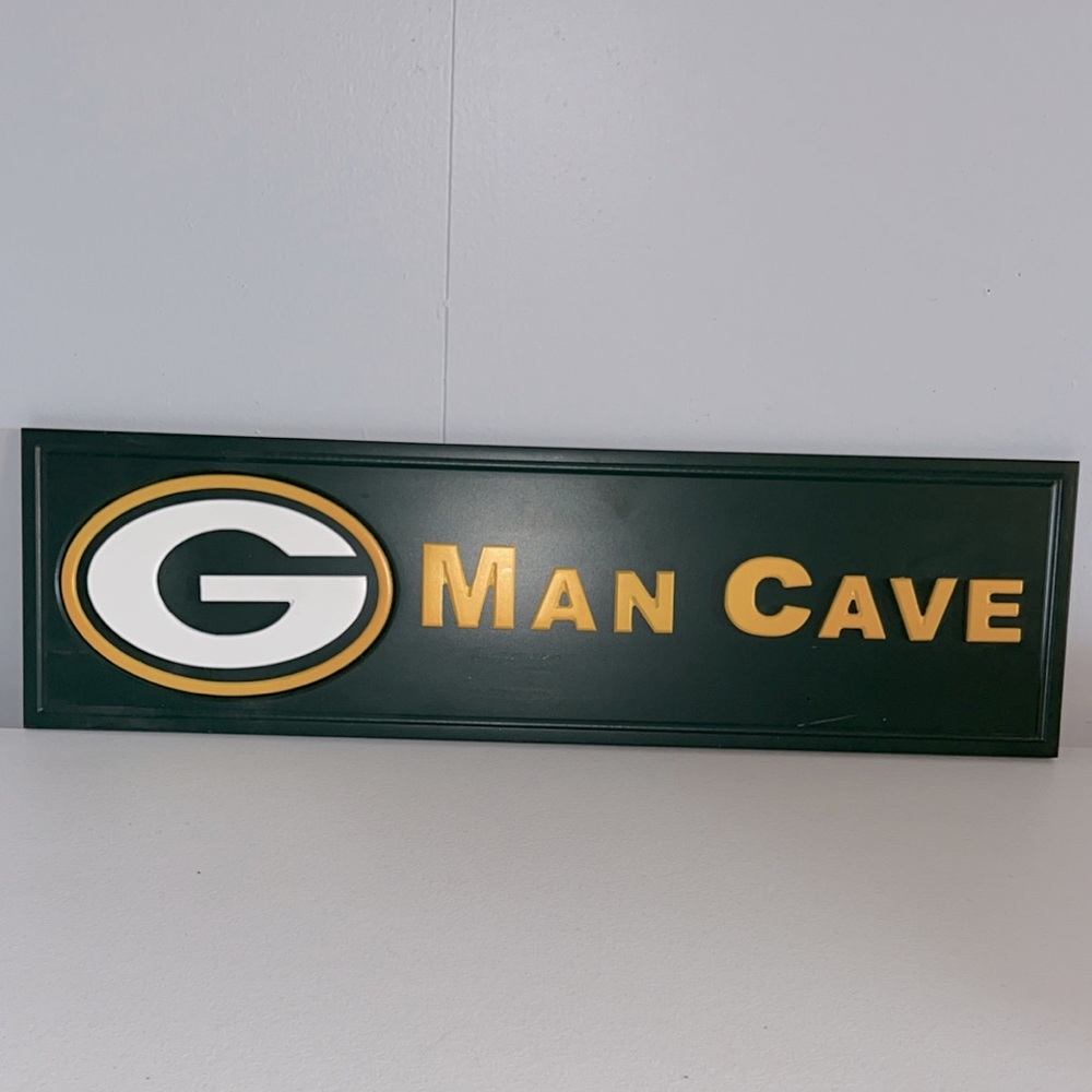 Green Bay Packers Wooden Man Cave Sign green and yellow